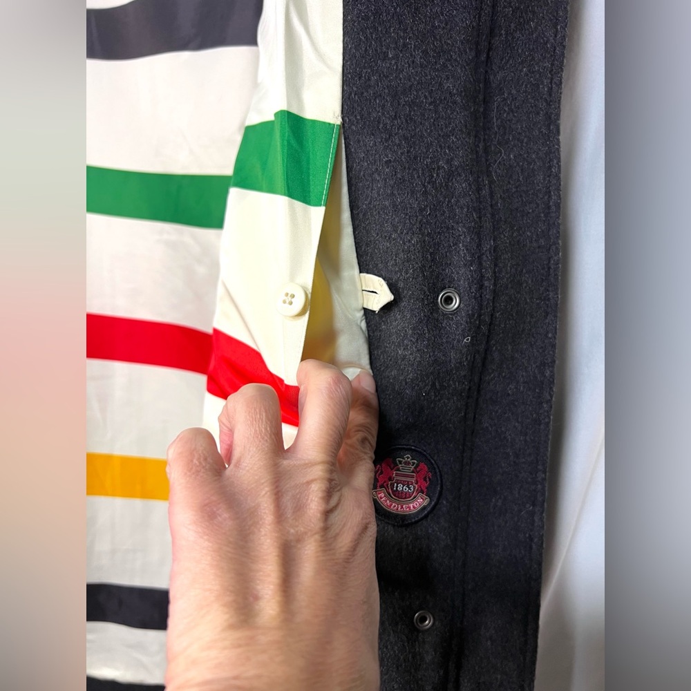 NEW Pendleton Water Resistant Cascade Wool Campbell Jacket Coat Glacier Stripe - Picture 12 of 16